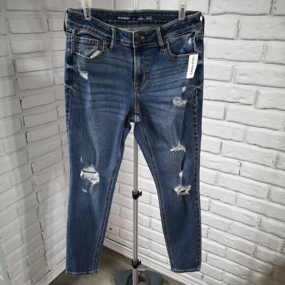 NWT Old Navy Mid Rise Rockstar Super Skinny Ladies Size 6 Blue Jeans - Picture 1 of 14
